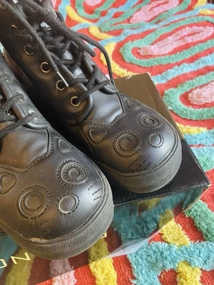 TUK Vintage Kitty Cat Boots Vegan Lace-Up Boots - Image 1 of 4