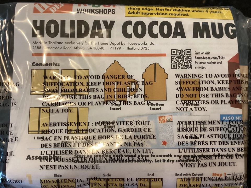 Taza de cacao de vacaciones Home Depot Kids Workshop con alfiler proyecto de diciembre de 2025 hágalo usted mismo Foto 1 de 1