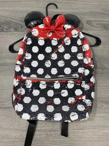 Disney Parks Minnie Mouse Backpack Ears & Bow Sequined Backpack - Picture 1 of 9
