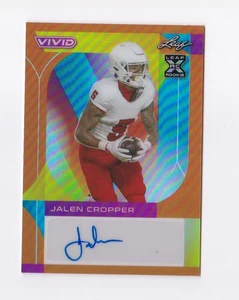 2023 Leaf Vivid Orange Auto #BAJC2 Jalen Cropper 1/3 Fresno State Dallas Cowboys - Picture 1 of 2
