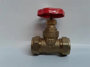 NEW WESTCO BRASS 22mm compression wheel head gate valve 08-17 RED TAP - Picture 1 of 4