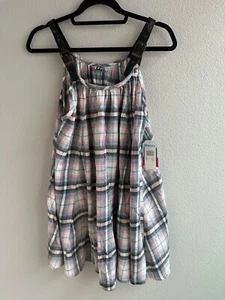 Neu Neu mit Etikett Roxy XS (passt 0, 2, 4) kariertes ärmelloses Kleid Tunika zum Überziehen - Bild 1 von 10