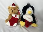 Russ Berrie Christmas Penguin And Bear Stocking 6" Plush Plays "Jingle Bells"