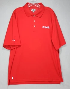 PING Performance Polo Golf Shirt Short Sleeve Red Mens Large - Picture 1 of 6
