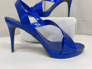 DKNY Women's Diva Asymmetrical Slingback Stiletto Sandals Blue Size 8.5M - Picture 1 of 10