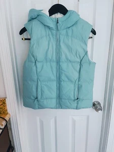Women Express Down & feathers 4 pockets & hoodie vests M Puffer Winter Snow - Picture 1 of 11