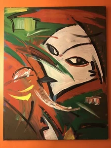 ABSTRAKTES PORTRAIT GEMÄLDE ACRYL MYSTERY KÜNSTLER GRIMM TV NACHLASS VERKAUF - Bild 1 von 7