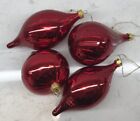 Set Of 4 Candy Apple Red Swirled Design Christmas Ornaments Blown Glass Nice