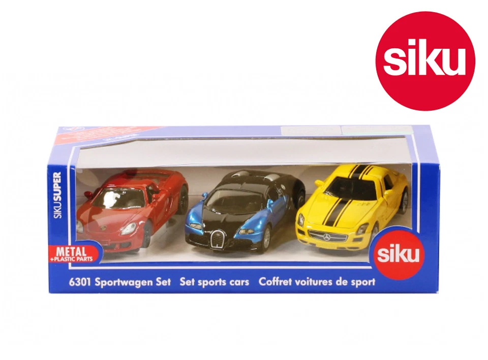SIKU 6301 SPORTS Auto Set Mercedes SLS Aventador LP 700-4 Bugatti Veyron - Immagine 1 di 1