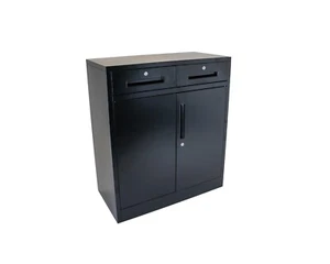 MMT Armadio in Metallo Chiudibile a Chiusura Nero 2 Ante 2 Cassetti Portaoggetti 80x40x92cm - Foto 1 di 34