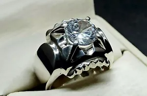 Oval Cut White Zircon Ring Sterling Silver 925 Handmade White Zircon Women Ring - Picture 1 of 12