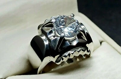 Oval Cut White Zircon Ring Sterling Silver 925 Handmade White Zircon Women Ring - Image 1 of 4