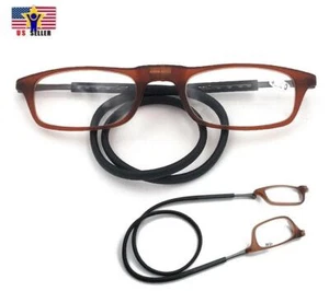 Man Women Presbyopia Magnifying Reading Eye Glasses Neck Hangs 2.00 Brown Black - Picture 1 of 8