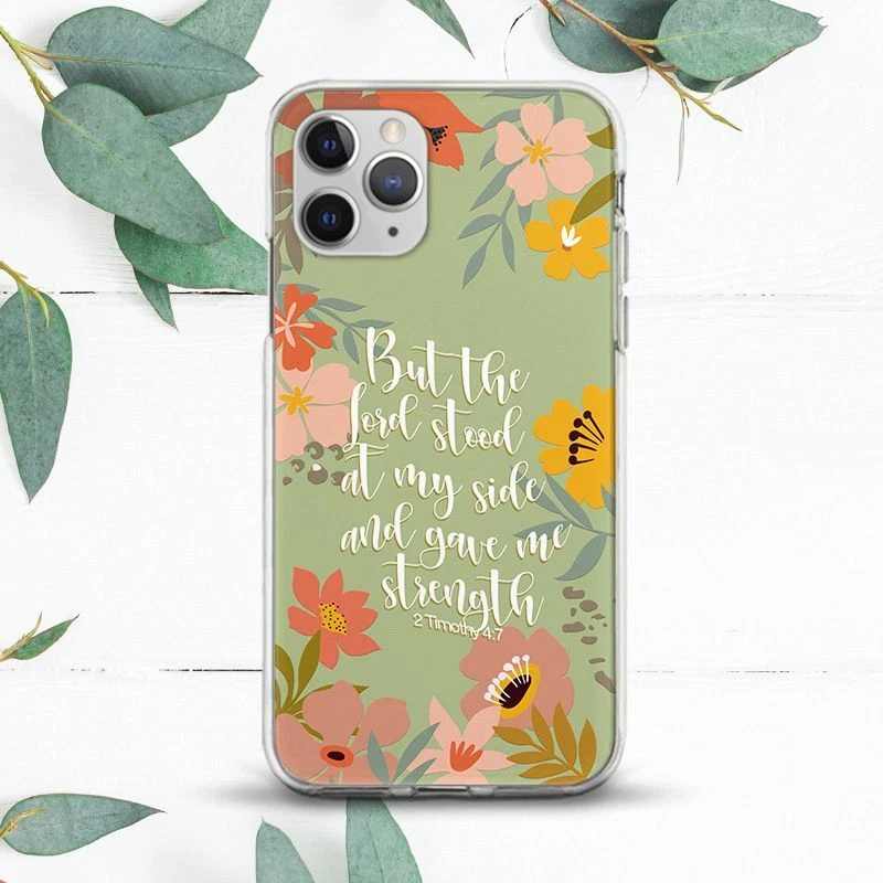 Flowers Bible Verse Christian Quote Case For iPhone SE 11 12 13 14 15 Pro Max X - Image 1 of 1