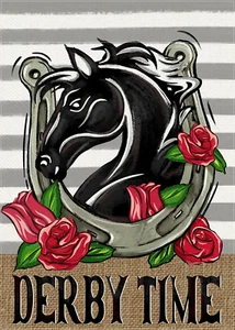 Derby Time Horse Racing Decorative Garden Flag, Kentucky Derby Race Sport Rose F - Picture 1 of 7