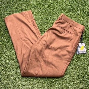 NWT Hart Schaffner Marx Dress Pants Mens 40x32 Brown Flat Front Stretch - Picture 1 of 9