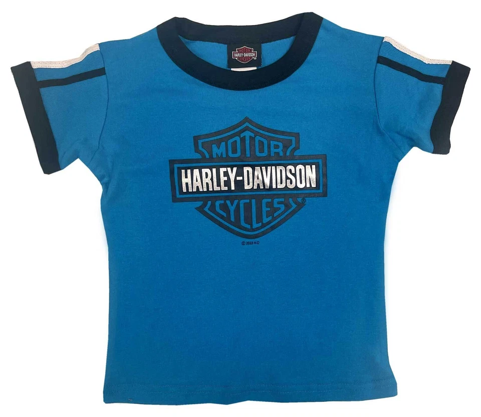 Camiseta de manga corta Harley-Davidson Bar & Shield Ringer para niñas grandes - azul Foto 1 de 1