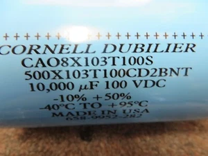 1-3 10000uF 100V Large Can Electrolytic Aluminum Capacitor 10,000 mfd 100VDC - Picture 1 of 4