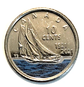 1921-2021 Canadian dime - With Color - Picture 1 of 2