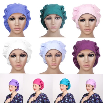 Women Men 10 Color Scrub Hat/Cap Bouffant Solid Color Work Accessories Head Wear - Image 1 of 4