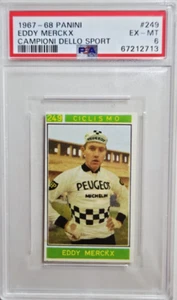 Tarjeta de segundo año 1967 Panini Campioni Dello Sport #249 Eddy Merckx PSA 6 EX-MT GOAT - Imagen 1 de 2