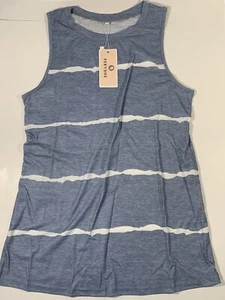 Feryshe Women’s Sleevless Top Fashion Tank Blue And White Striped Size Small NEW - Picture 1 of 7