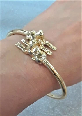 1.25英寸大号金色埃及狮身人面像开放式手镯袖口小饰品嘻哈黄铜 — 第 1/4 张图片