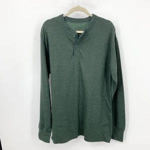 LL Bean Herren Größe Large Hemd Henley Basisschicht Thermo Langarm Grün Oberteil - Bild 1 von 7
