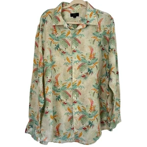 CLUB ROOM 100% Linen Tropical Long Sleeve Multi Color Button Up Shirt Size XL - Picture 1 of 13