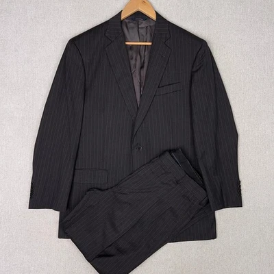 Traje Brooks Brothers Estrato Lana Carbón Rayas 2 Piezas 43R 37W Hecho en EE. UU. Foto 1 de 4