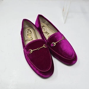 Sam Edelman Big Girls Size 1 Loraine Raspberry Velvet Bright Pink Loafers - Picture 1 of 14