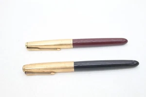 F x2 Vintage Parker 51 Fountain Pens Inc. Blood Red Cased, Gold Tone etc - Picture 1 of 6