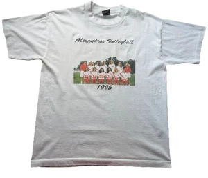 Camiseta De Voleibol De Colección Puntada Única L 1995 Blanca S/S Camiseta Alexandria Minnesota - Imagen 1 de 8