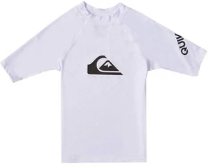 Quicksilver Boy’s Short Sleeve Rashguard Surf Shirt In White Sz Lg/14 New - Picture 1 of 6