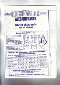 pattern prima tee beaded shirt - sizes 36-40-44 - Picture 1 of 1