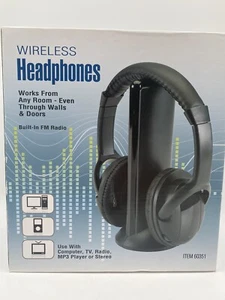 Wireless Headphones 60351 FM Radio - Use W Computer, TV, Radio, MP3,Stereo - Picture 1 of 4