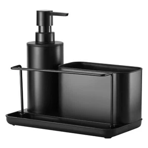 Matte Black Kitchen Soap Dispenser With Sponge Holder 12 Oz Dish Soap Dispenser  - Picture 1 of 4
