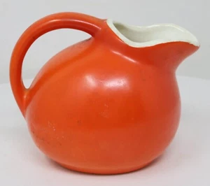 Antique 1940's Cameron Clay Tilt Ball Pitcher or Creamer Orange & White VTG - Picture 1 of 15