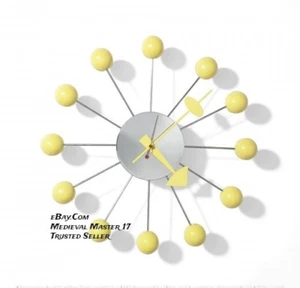 Vitra Ball Wall Clock Yellow George Nelson Retro Mid-Century Look Style - Picture 1 of 1