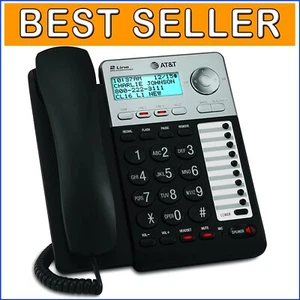 2-Line Corded Telephone with Caller ID & Speakerphone - Durable Black Model - Zdjęcie 1 z 11