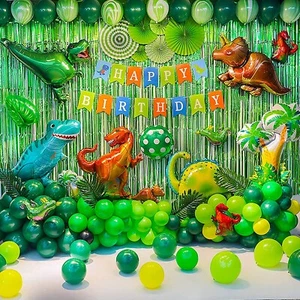 92Pcs Dinosaur Birthday Party Decoration Set Balloons Banner Backdrop Curtain - Picture 1 of 8