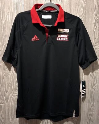 ADIDAS Louisiana Lafayette Ragin Cajuns Sideline Black S/S Polo Shirt Mens Sz M - Image 1 of 4