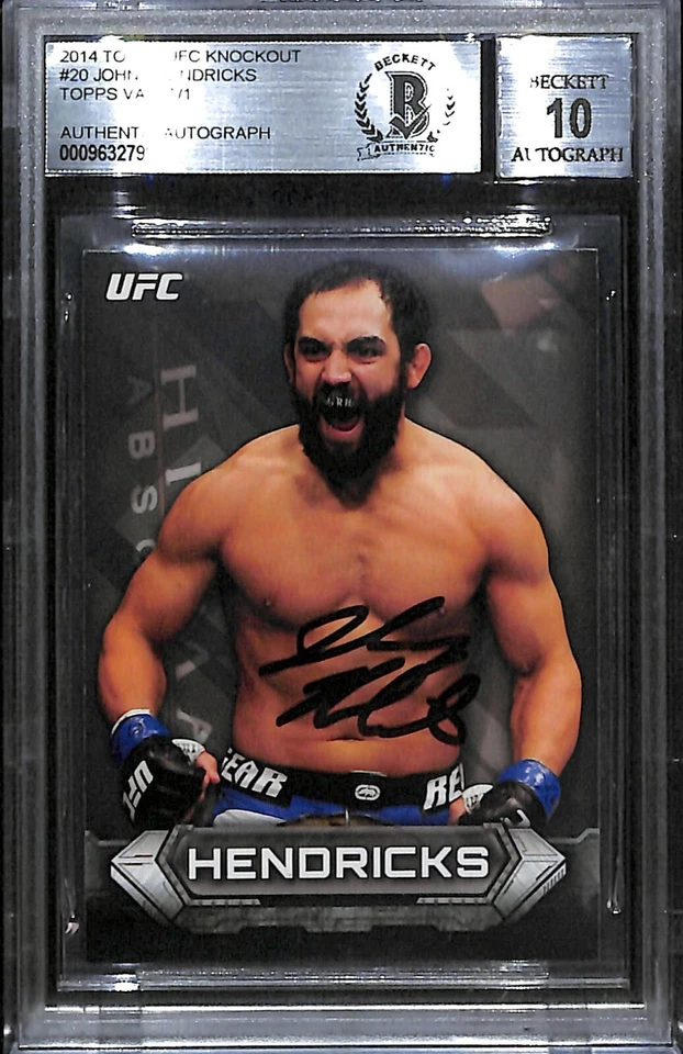 Johny Hendricks Firmado 2014 Topps UFC Bóveda Espalda en Blanco 1/1 Tarjeta BAS Gema Como Nuevo 10 Foto 1 de 4