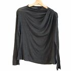 Clu Womens Gray Long Sleeve Lightweight Ruched Shoulder Top Size Small Shirt