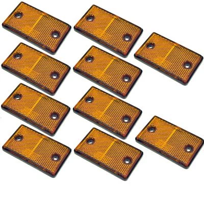 Amber Rectangular Side Reflector Pack of 10 Trailer Fence Gate Post TR068 - Image 1 of 4