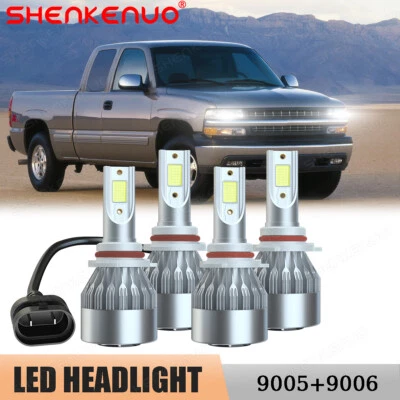 For Chevy Silverado 1500 1999-2006 4x 9005 9006 LED Headlight Hi&Low Beam White - Image 1 of 4