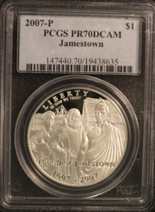 2007-P JAMESTOWN PCGS PR70 DCAM SILVER DOLLAR GORGEOUS!!! - Picture 1 of 3