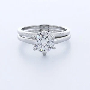 1.66CT AGI LAB DIAMOND D/VS2 ROUND CUT PLATINUM CROWN HEAD SOLITAIRE BRIDAL SET - Picture 1 of 7