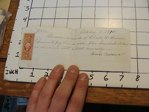 Vintage Early Paper: 1870 paper receipt with stamp $500.00 - Picture 1 of 1