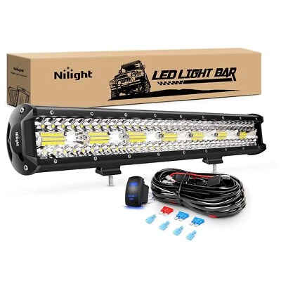 20 Inch 420W LED Light Bar Triple Row Flood Spot Combo 42000LM Driving Boat L... - Image 1 of 4